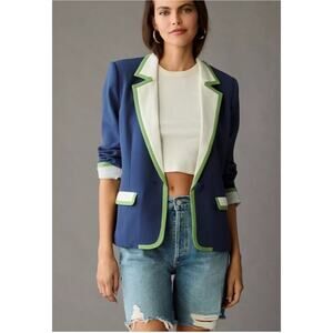 Anthropologie Blue and White Blazer